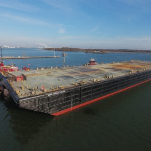 Miss Nora G. Pearl  Deck Barge  Built 1979  Flag USA/Dover, DE  16,322MT DWT Draft- 4.6 meters  LOA- 121.92 meters  Breadth- 31.94 meters